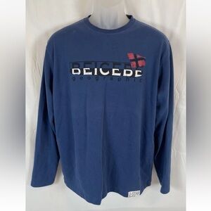 IK JEANS BEICEBE geographic blue Long Sleeve T‎ Shirt Top Men’s Size XL VTG Y2K